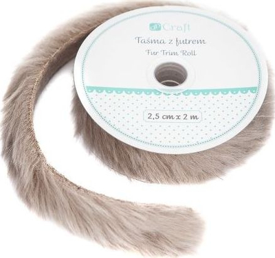 Shirit dekorativ me push dpCraft Fur Trim Roll, 2.5cm x 2m, bezhë