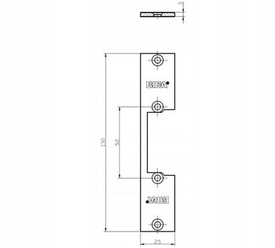 Pllakë goditëse dere Bira UN SZYLD OK-P3, inox, 130x25mm, ngjyrë çeliku