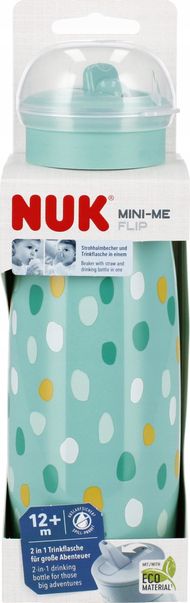 Shishe për fëmijë NUK Mini-Me Flip, 2 në 1, 450 ml, ngjyrë turkeze