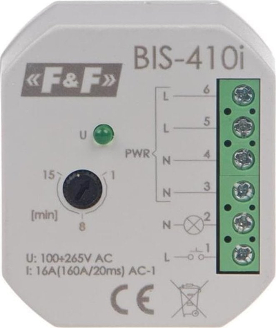 Бистабилно реле еф-енд-еф бис-410-лед-24V, 9–30V AC/DC, 16A, сиво