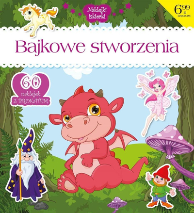 Libër me ngjitëse Sparkle Stickers Fairy tale Creatures, për kalamaj, me shkëlqim, shumëngjyrësh