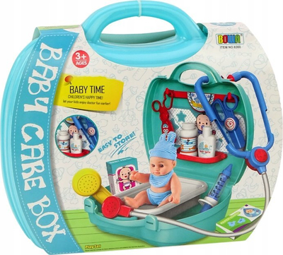 Set lojrash doktor Bowa Baby Care Box, me bebe lodër, valixhe 24.5x22x10 cm, jeshile