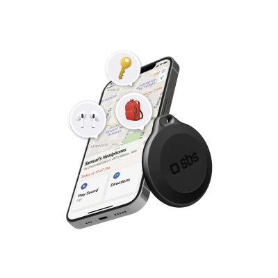 Tracker për sende Sbs Track My Circle, ec me Apple Find My, me alarm zanor, i zi