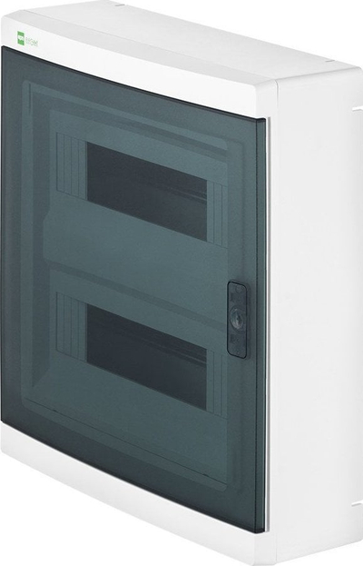 Kuti shpërndarëse Elektro-Plast Elegant 2425-01, 2x12 module, për mur jashtë, me derë transparente