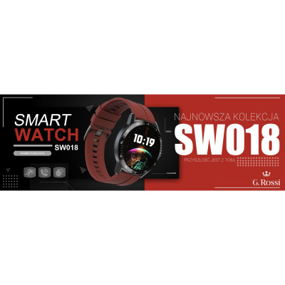 Smartwatch G.Rossi SW018-4, ekran 1.28", IP68, i kuq