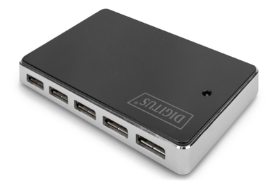 USB разделник Дигитус USB 2.0, 10 порти, црн