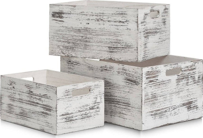 Kuti druri ruajtjeje Zeller Rustic White, 40x30x20 cm, e bardhë