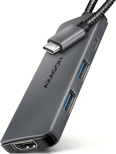 USB hub Axagon HMC-5H8K, 5 në 1, HDMI 8K, PD 100W, gri