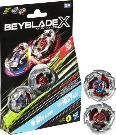 Lodër topsa Beyblade X Dual Pack, 2 topsa metalikë, për kalamaj 8+, shumëngjyrëshe