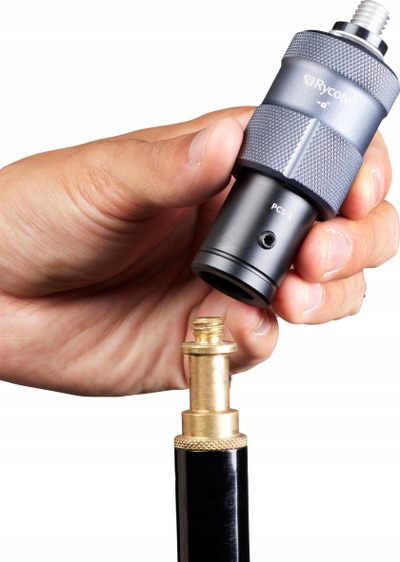 Adapter audio Rycote PCS Spigot, me shpejt-lëshim, me fije 3/8"