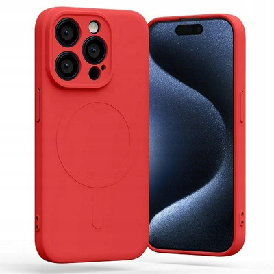 Kapak telefoni Mercury MagSafe Semi-Silicone për iPhone 15 Pro 6.1", i kuq