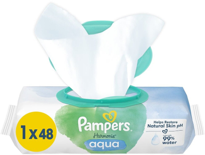 Shami të lagura Pampers Harmonie Aqua, 48 copë, për bebe