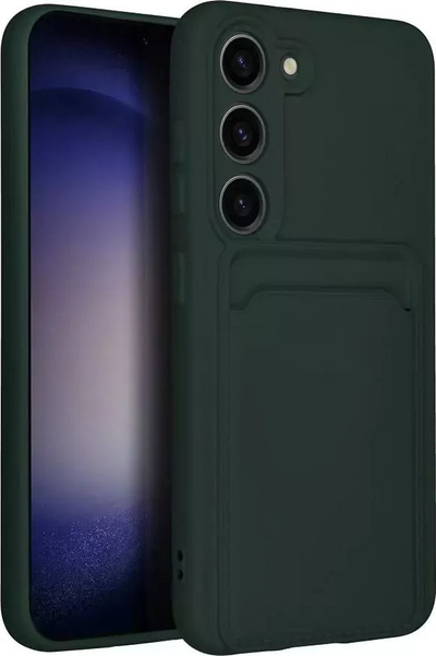 Këllëf telefoni Card Case për Samsung Galaxy S23 Plus, silikon, me xhep kartash, jeshil