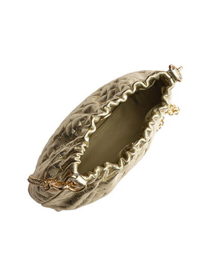 Çantë dore Anna Luchini Gold Leather, lëkurë natyrale, e artë