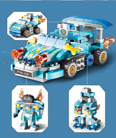 Blloqe ndërtimi Bounn Sports Car, 182 copa, 3 në 1, blu