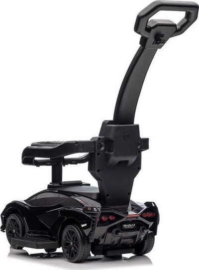 Makina lodër ride-on Lamborghini QLS-996T, me dorezë shtytëse, karrige me mbështetëse, e zezë