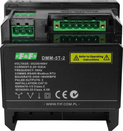 Indikator parametrash rrjeti Doktorvolt DMM-5T-2, njëfazor dhe trefazor 3x230V 400V AC, montim paneli, i zi