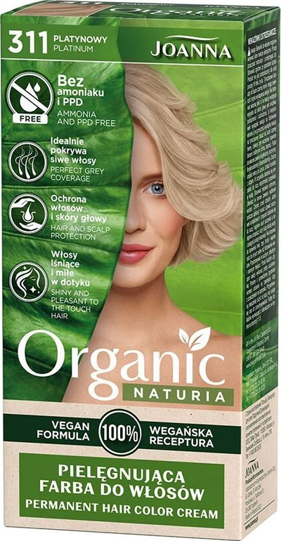 Bojë flokësh Joanna Naturia Organic 311 Platinum, vegane, pa amoniak