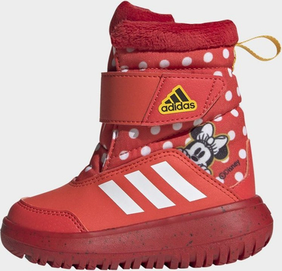 Çizme dimërore fëmijësh Adidas Winterplay Disney Minnie Jr IG7191, ujërezistente, me shirit ngjitës, të kuqe