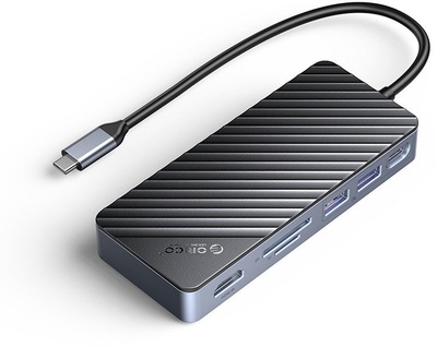Hub USB C ORICO me SSD M.2 NVME SATA, 4K 60Hz HDMI, 10Gbps, 100W PD, gri