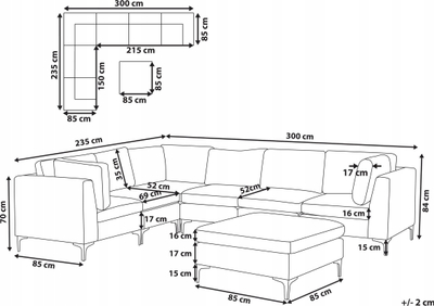Kënd këndor modular EVJA Velvet, 6 ulëse, me ottoman, rozë