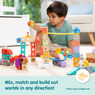 Set lodrash druri Melissa & Doug Blockables Safari, figura kafshësh, për fëmijë 2+ vjeç, shumëngjyrësh