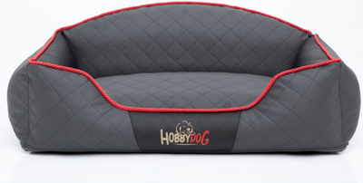 Shtrat për qen Hobbydog Bed Elite XL, eko lëkurë, gri grafit me anë të zeza