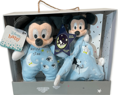 Set dhurate pelush dhe batanije Disney Mickey Shines In The Night, per bebe, blu