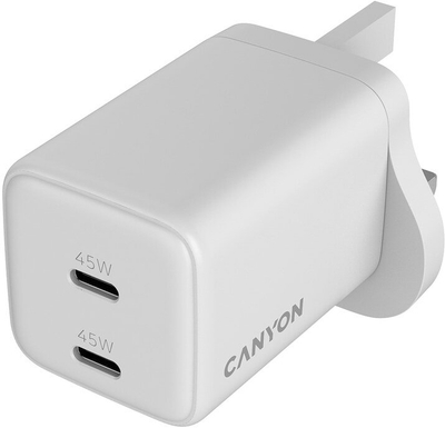 Karikues muri Canyon Fonua, 45W, 2x USB C, prizë UK, i bardhë