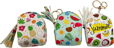 Portofol monedhash Pouchet Flamingos Fruits, me karabinë, dizajn veror shumëngjyrësh