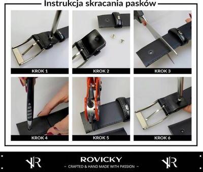 Rrip meshkujsh Rovicky Italy Design, lëkurë natyrale e lëmuar, model i stampuar, i zi