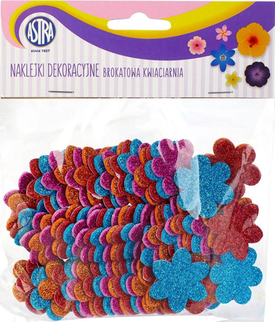 Ngjitëse shkumë dekoruese Astra Glitter Florist, vetëngjitëse, shumëngjyrëshe