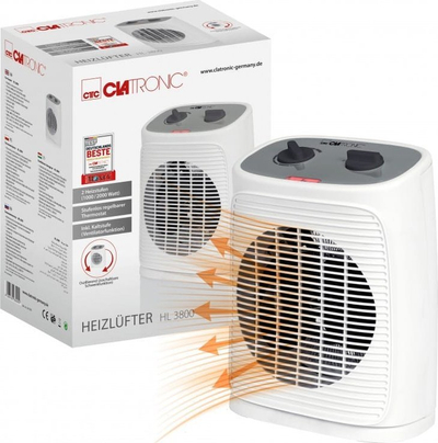 Ngrohës me ventilator Clatronic HL 3800, 2000W, me termostat që e rregullon vetë, i bardhë