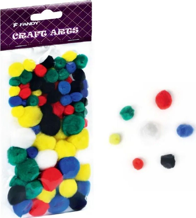 Сет помпони Fandy Colorful Pom Poms Mix, 78 парчиња, шарени