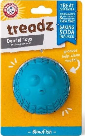 Lodër për dhëmbët e qenit Arm &amp; Hammer Treadz Blowfish, gomë natyrale, 6.3cm, blu