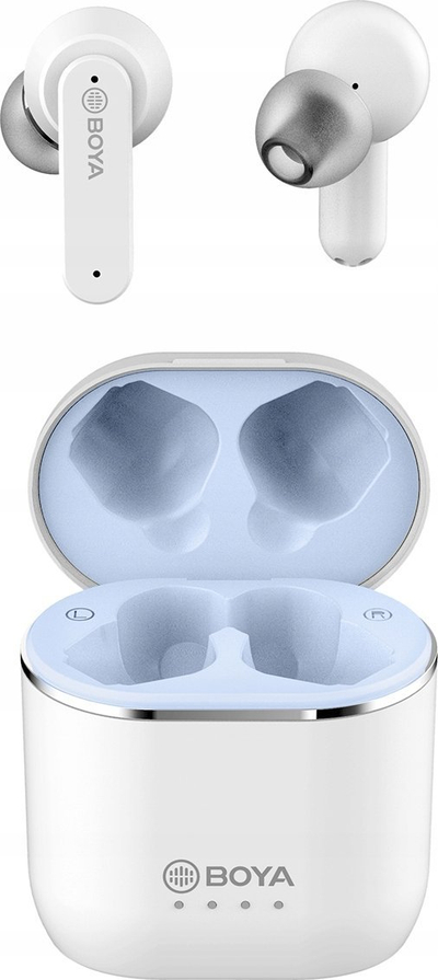 Безжични слушалки Boya AP4 True Wireless Stereo, со кутија за полнење, бели