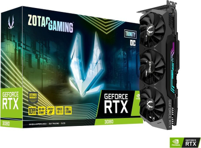 Kartë grafike Zotac GeForce RTX 3080 Trinity OC (ZT-A30800J-10PLHR), 10 GB, GDDR6X, e zezë