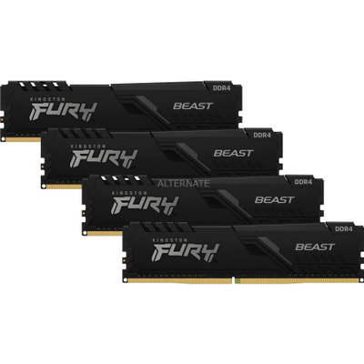 Ram Kingston Fury Beast 128GB DDR4, 3200MT/s, kit 4x DIMM, e zezë