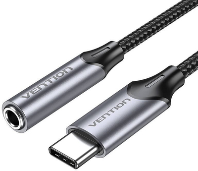 Adapter audio Vention Type C në 3.5mm, me komandë te kablli, gri