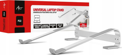 Stendë për laptop Art P22, prej metali, 10-17", argjend