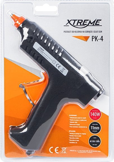 Pistole ngjitëse me silikon 140W, diametër 11mm, 2 shkopinj, portokalli