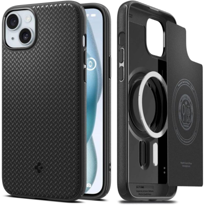 Këllëf telefoni Spigen Mag Armor MagFit për iPhone 15, përputhet me MagSafe, i zi