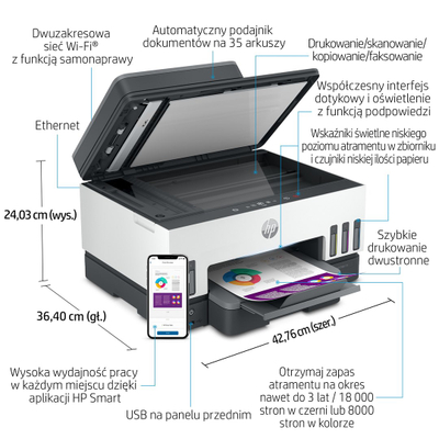 Мултифункциска опрема HP Smart Tank 790 4WF66A, A4, WiFi, сива