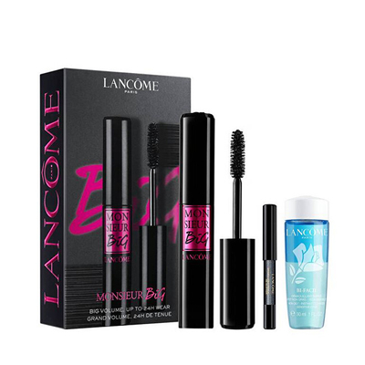 Set Lancôme Monsieur Big Mascara, maskarë për qerpikë 10 ml + laps sysh 0.7 g + heqës grimi 30 ml