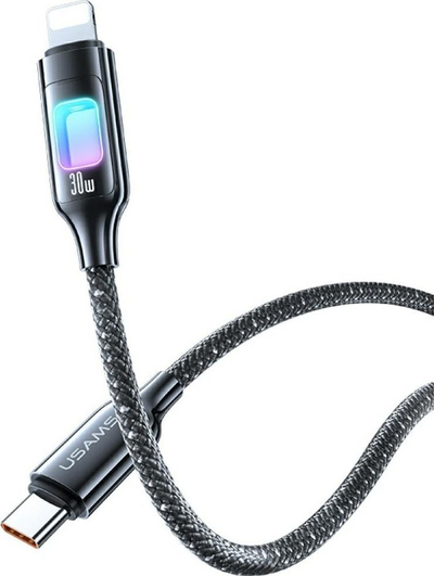 Kабел USB Usams TC Series SJ749, USB C во Lightning, 1.2m, 30W, сива