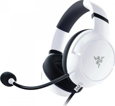 Гејминг слушалки со микрофон Razer Kaira X, со кабел, бели и црни