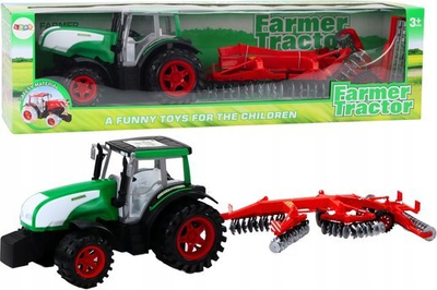 Lodër traktor bujqësor me rimorkio dhe kositëse, i zi jeshil