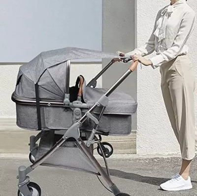 Заштита од сонце за детска количка Malatec 23975, отпорна на вода, преклоплива, сива