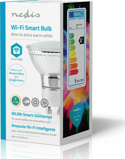 Llampë LED smart Nedis WIFILW12CRGU10, GU10, Wi‑Fi, e bardhë