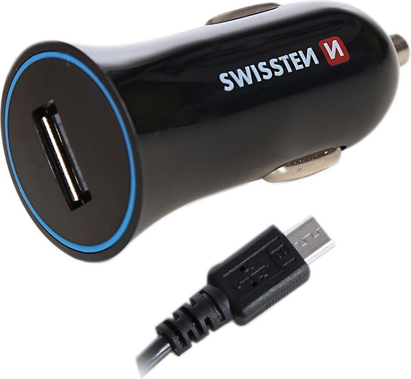 Karikues automjeti Swissten SW‑CCH‑1A‑BK‑C, 12‑24 V, USB‑A 1 A, kabllo 1,5 m micro USB, i zi